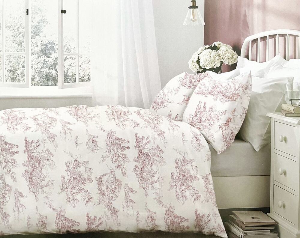 NEW Cabbages & Roses London Country Toile Cotton Duvet Set- Rose Pink, King Size